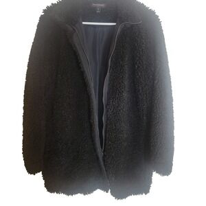 Banana Republic Size PS Black Teddy Bear Sherpa Faux Shearling Coat Jacket Zip